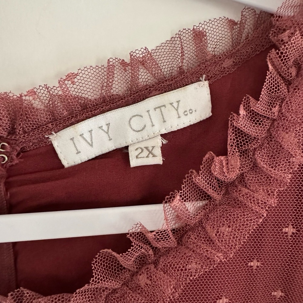 Ivy City Co Whimsical Dress 2X Mulberry Mauve Ethereal Romantic Soft Feminine - Picture 6 of 16